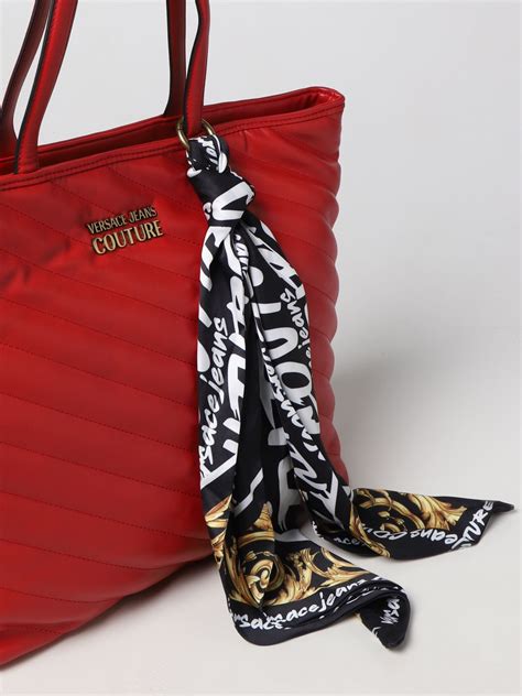 versace jeans red studded tote bag|shoulder bag Versace Jeans couture.